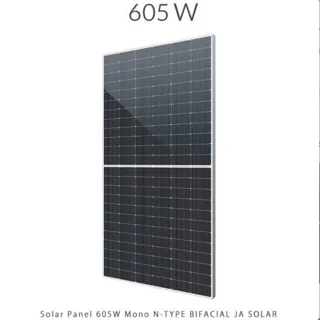 پنل خورشیدی 605 وات مونو کریستال دو طرفه برند JA SOLAR