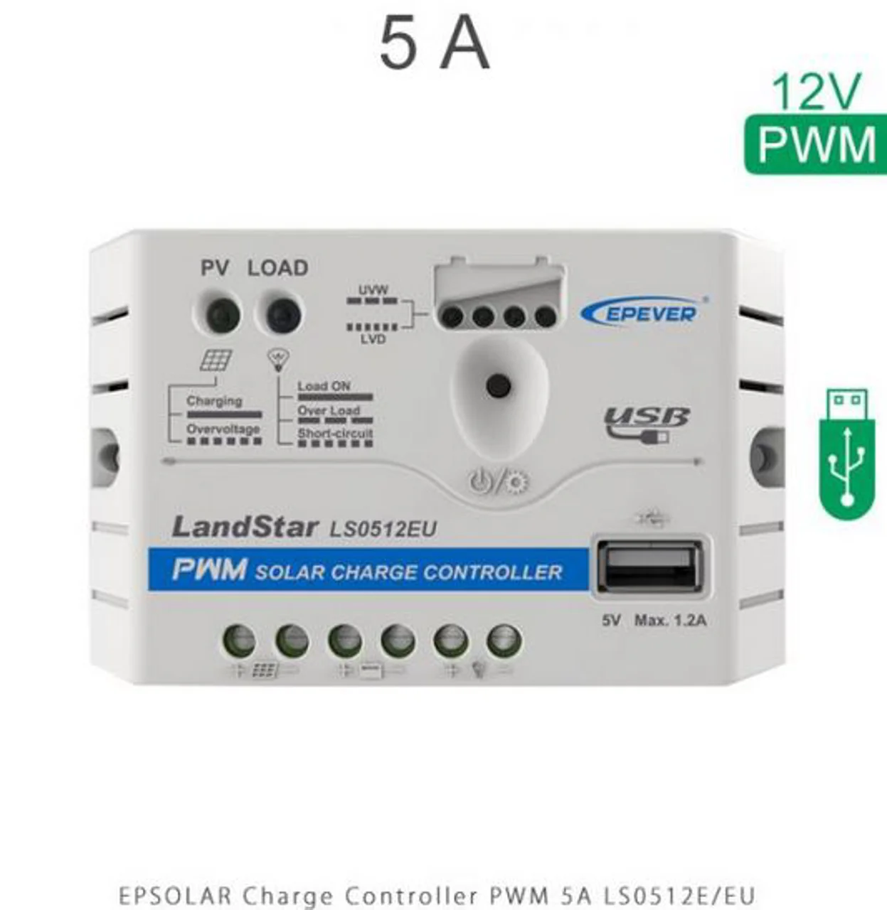 شارژ کنترلر 5A و 12V مدل LS0512E/EU سری PWM برند EPEVER